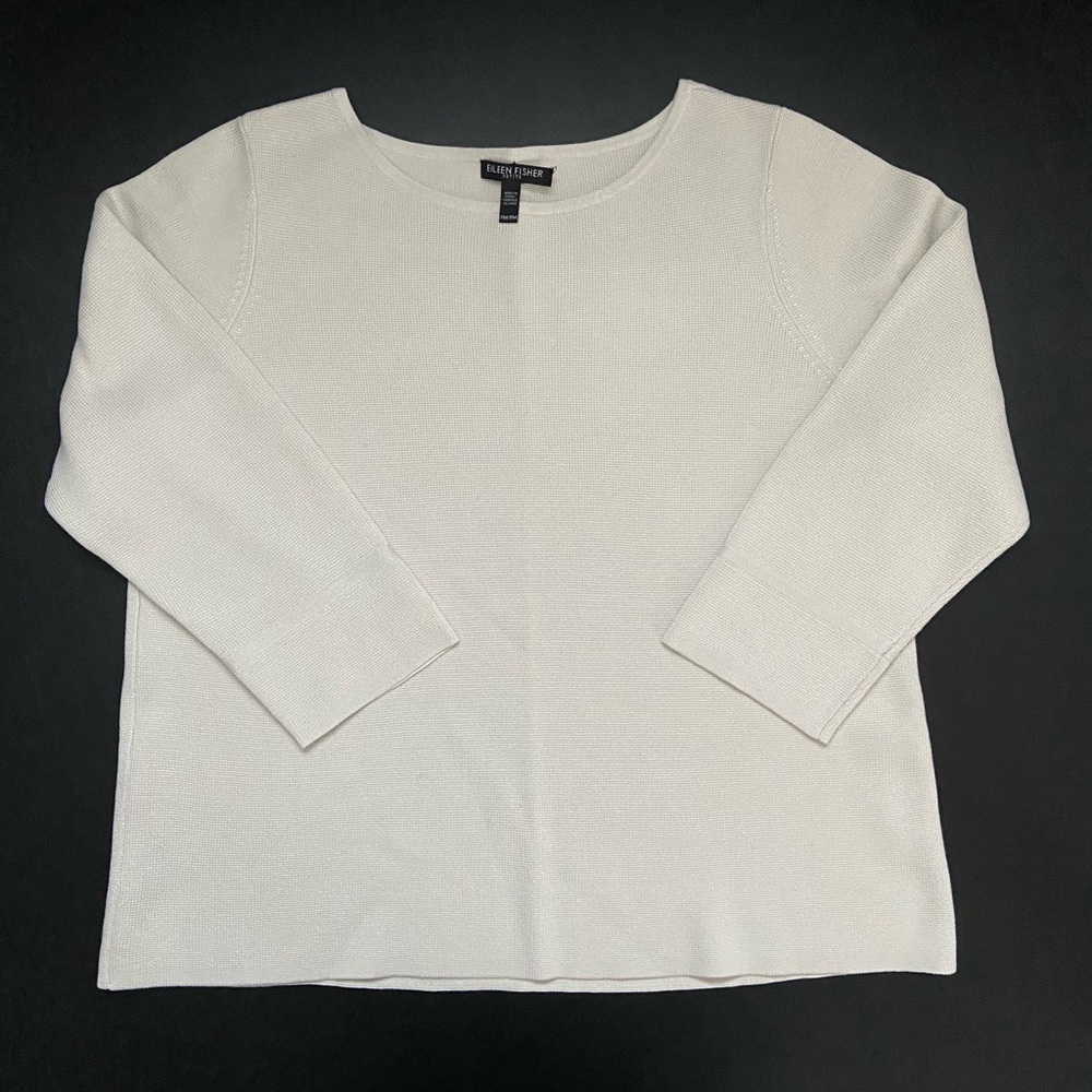 Eileen Fisher Silk/Organic Cotton Sweater Bone Petite M